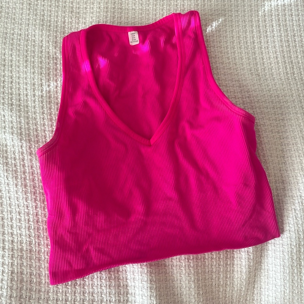 Bright pink workout top